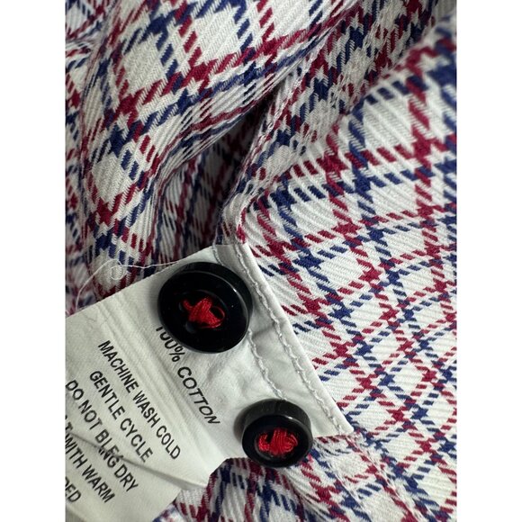 Hammer Made Men Shirt 17 43 Flip Cuff Long Sleeve Button Up Red White Blue - Picture 9 of 10